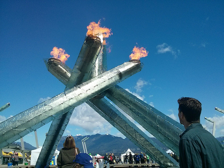 Vancouver, Canada, OL, olympiske fakkel, kedlen, flamme