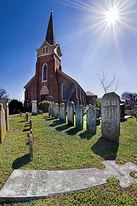 cerkev, pokopališče, stari, kamen, grob, nagrobnik, nagrobnik
