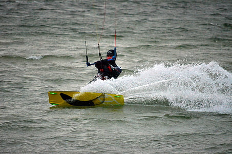 kitesurfer, 放风筝, 网上冲浪, 风筝冲浪, 天空, 体育, 跳转