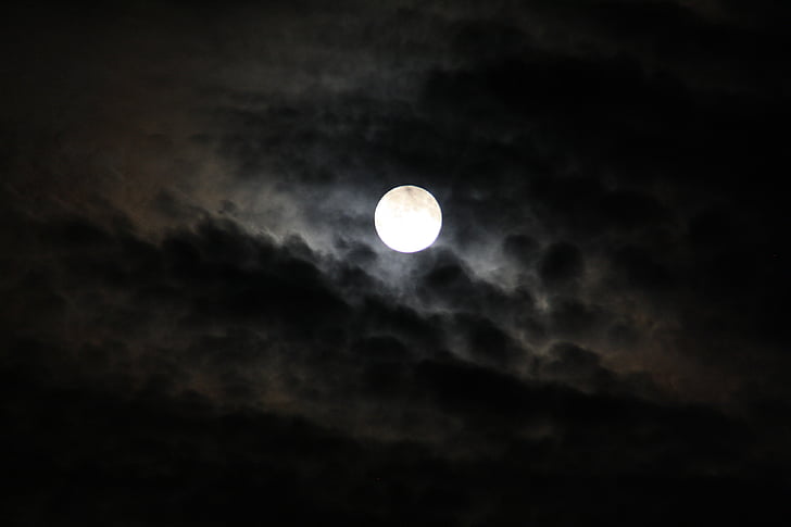 ay, Luna, gece, Uzay, gökyüzü, gespenstig, siyah