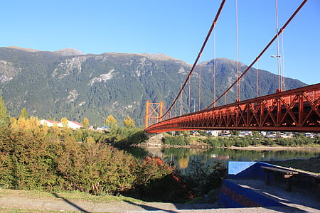 Presidente ibáñez jembatan, Cile, Puerto aysén, ekstrem Selatan, aisén, jeruk suspensi