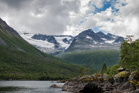 Horská krajina, Příroda, Norsko, hory, prostředí, scenérie, barevné