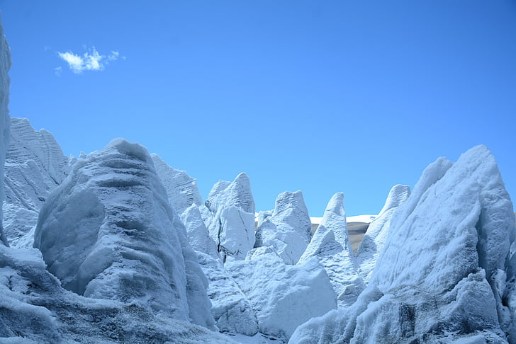 paisaje de altiplano, cielo azul, glaciar de, montaña de la nieve, nieve, montaña, invierno