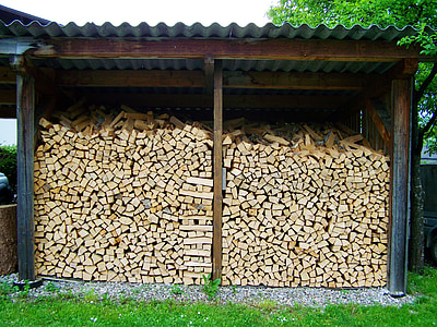 træ kolonner, opbevaring tømmer, rippede brænde