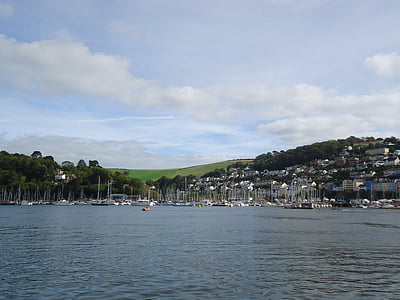 Dartmouth, Devon, floden, England, Kingswear, kusten, Storbritannien