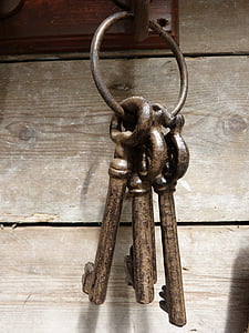 four, gray, metal, skeleton, keys, hanged, hookrail