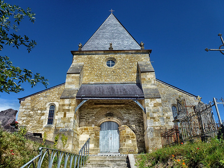 Сен-loup-териер, Франция, Църква, сграда, архитектура, небе, стъпки