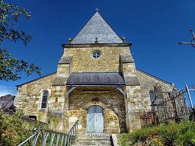 Saint-loup-terrier, Frankrijk, kerk, gebouw, het platform, hemel, stappen