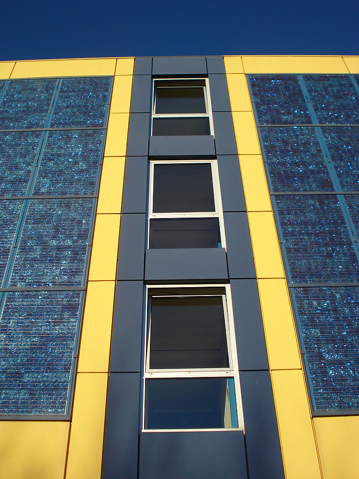 façade, panneaux solaires, énergie solaire, bâtiment, Solar, Lausanne, Suisse