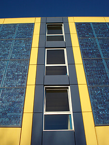 fasade, solcellepaneler, solenergi, bygge, solenergi, Lausanne, Sveits