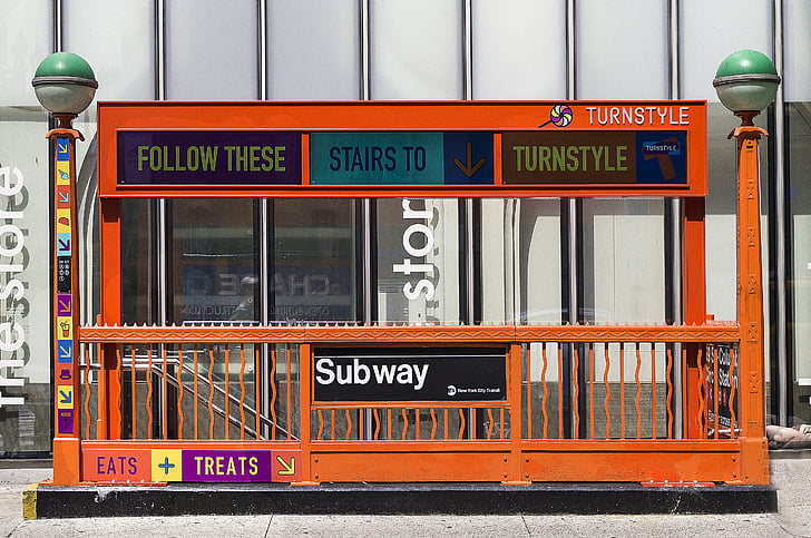 metró, subway station, New York-i, Manhattan, metró, Station, utazás