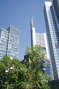 skyskrabere, Frankfurt, Tyskland, Willy brandt sq, finansielle, hub, Europa
