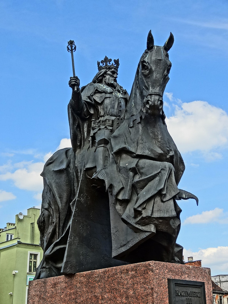 kazimierz wielki, monument, bydgoszcz, king, sculpture, statue, equestrian