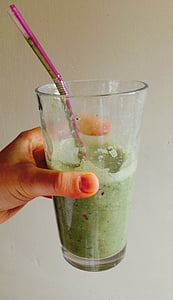 smoothie, vidro, verde, bebida, saudável, estilo de vida, pequeno-almoço