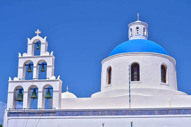 πόλη, τοπίο, ουρανός, μπλε, Ελλάδα, αρχιτεκτονική, θρησκεία