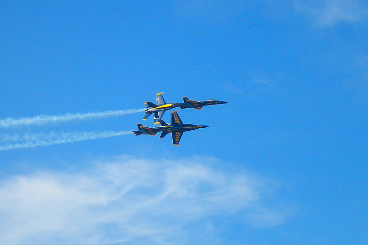 Blue angels, F18 hornet, samolot, flugshow, samolot myśliwski, formacji, lotu