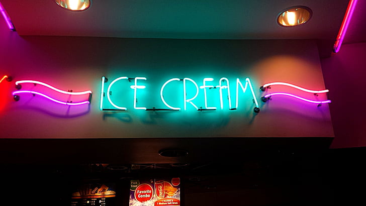 crème glacée, annonce, annonce, annonce, avis, signe, la publicité