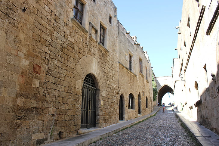 Rhodes, Grèce, rue, architecture, bâtiment, ville, conception de l’architecture