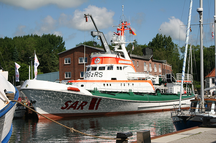 SAR, seenotrettungskreuzer, Burg på fehmarn, Östersjön, Rescue, nautiska fartyg, hamnen
