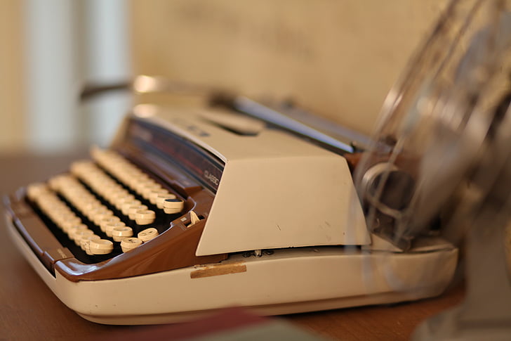skrivemaskin, Forfatter, Vintage, gamle, retro, tastatur, antikk