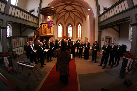 church choir, choir, church, choral singing, chrosaenger, singer, altar