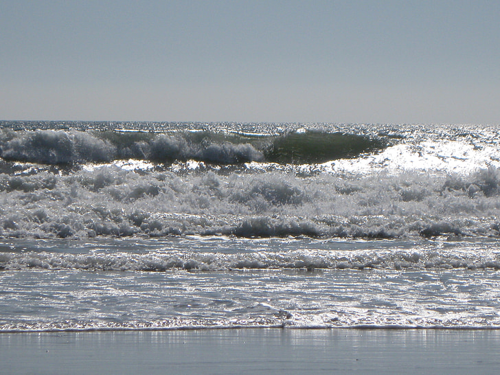 vågor, stranden, tidvatten, Ocean, havet, kustlandskap, grå