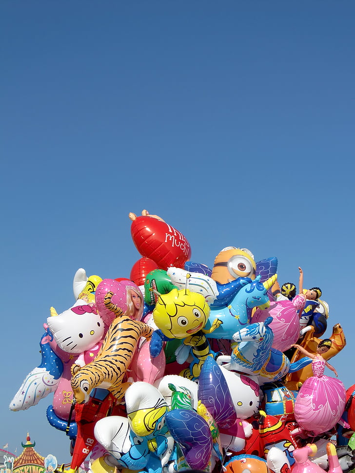 balões, colorido, timpanismo, Ballons, mercado do ano, justo, multi colorido