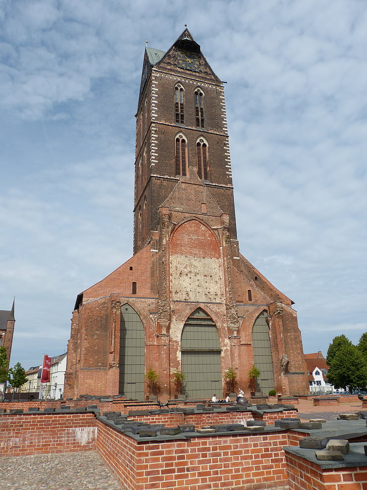 Wismar, Mecklenburg, historicky, staré mesto, kostol, zrúcanina, vojna