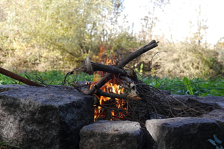 fuoco, barbecue, fuoco di accampamento
