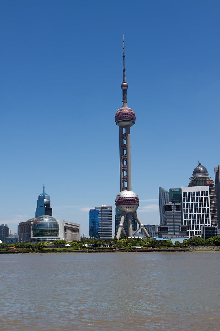 Shanghai zenekar, Shanghai east körte torony, utca-és városrészlet, Kína, Shanghai, Ázsia, Skyline