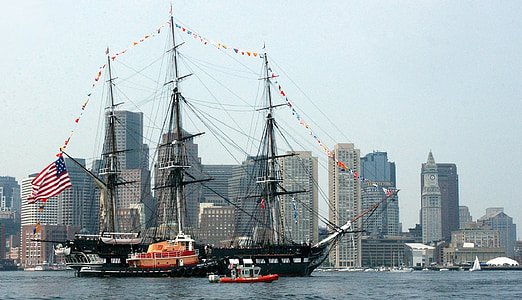 ústavy USS, loď, plavidlo, Boston, Massachusetts, vojenské, Skyline