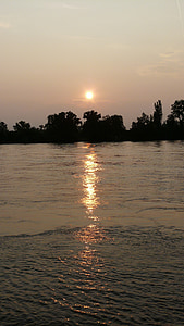 soluppgång, Nierstein, floden, solen, humör, vatten