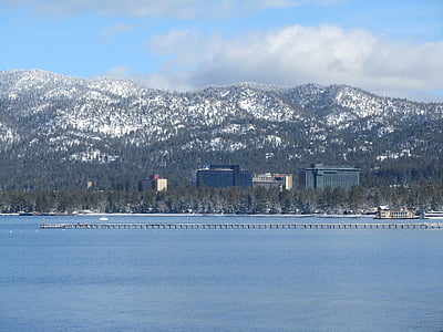 South lake tahoe, žiemą, kalnai, Kalifornijos