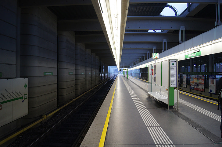 Wien, Tunnelbana, plattform, Österrike, Stanna, tåg, trafik
