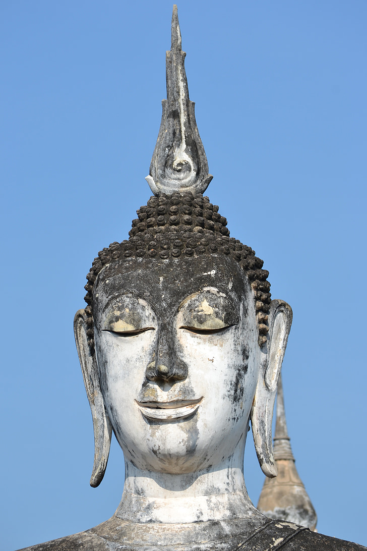 thailand, buddha, sacred, temple, stone, smile, old