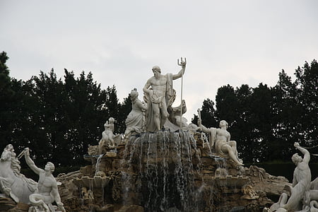 Fontanna, Zeus, wody, posąg, podróży, kamień, Rzeźba