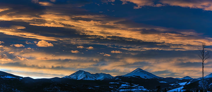 sunset, dusk, panorama, colorado, mountains, rockies, sky