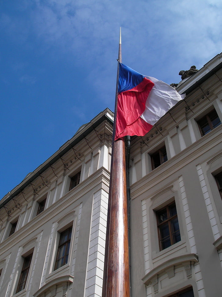 prague, flag, czech republic, architecture