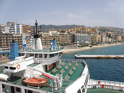 port, Sicile, navire, Ferry, ville, Hôtel, plage