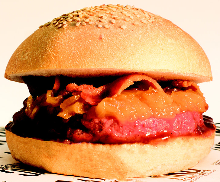 hamburger, slaninu, hrana