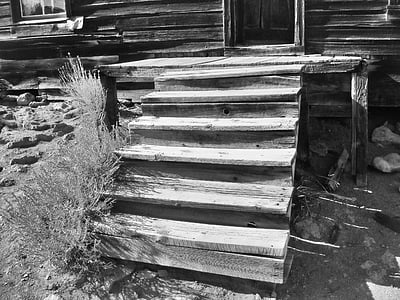 retro, pueblo fantasma, escalera, madera, antiguo, América, Vintage