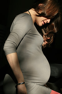 embarassada, dona, nadó, família, descendència, dansa del ventre, nou mesos