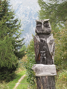 owl, holzfigur, wood, carving, carved, eagle owl, nature
