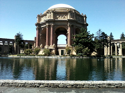 Дворец изящных искусств, Сан-Франциско, Калифорния, Дворец изящных искусств, Статуя, каменная кладка, камень