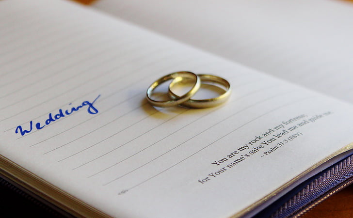 Vestuvės, vestuvių data, vestuviniai žiedai, santuoka, sėkmės, meilė, pasitikėjimą
