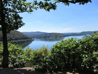 гора, изглед към езеро, edersee, вода, долината
