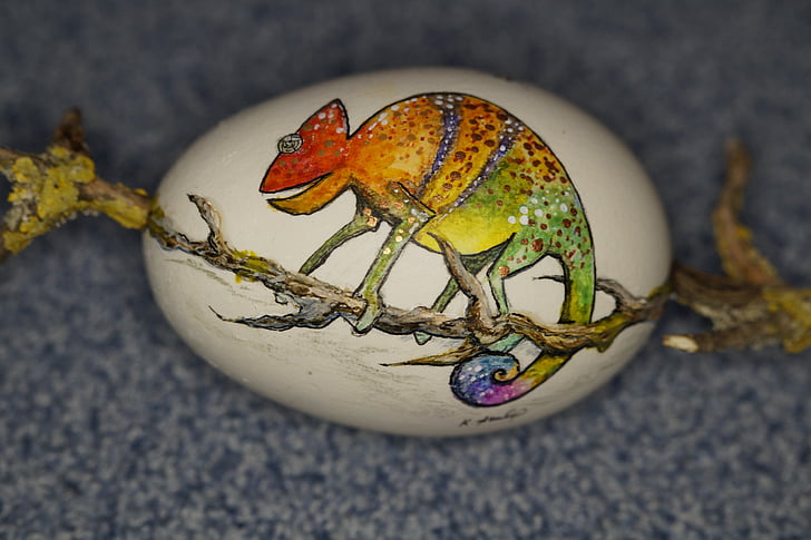 egg, easter egg, painting, decorated, colorful, chameleon, filigree