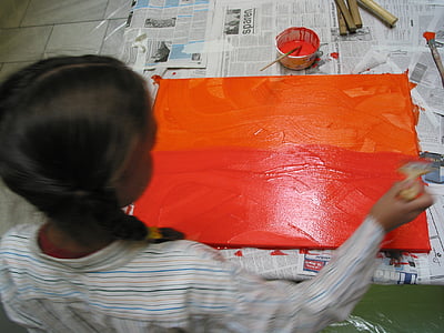 油漆, 儿童, 创意, 艺术, 颜色, 绘画, 红色