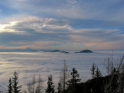 magla, krajolik, pozadina, oblaci, iza alm, prekriveno nebo, Selva marine