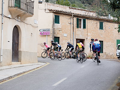 自行车赛, 骑自行车, 马略卡岛, 兰达, 村庄, 道路, 自行车